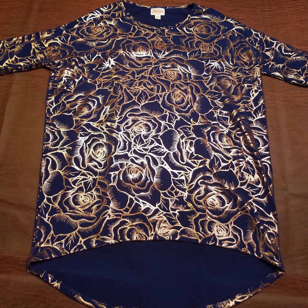 Rose Gold/Navy Flower Elegant Tunic
